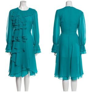 MIKAEL AGHAL Scoop Neck Midi Length Dress 0